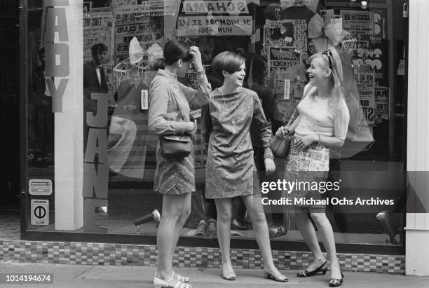 Young women on Carnaby Street in London, circa 1967.