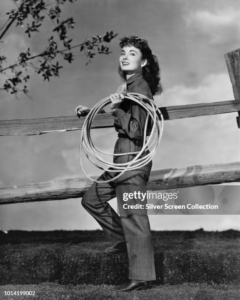 American actress Ann Blyth as Lucy Bostel in the western film 'Red Canyon', 1949.