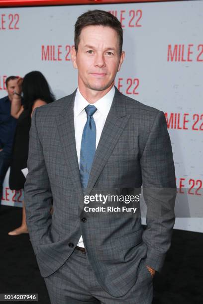 Mark Wahlberg attends the premiere of STX Films' "Mile 22" at Westwood Village Theatre on August 9, 2018 in Westwood, California.