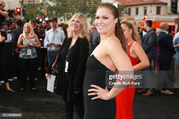 Ronda Rousey attends the premiere of STX Films' "Mile 22" at Westwood Village Theatre on August 9, 2018 in Westwood, California.