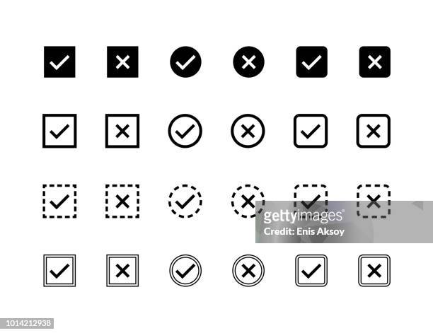 tick-check-zeichen-symbole - kästchen zum ankreuzen stock-grafiken, -clipart, -cartoons und -symbole
