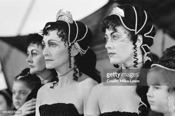 Siân Phillips and Linda Thorson as Furies, in 'The Serpent Son', the BBC's three-part television adaptation of Aeschylus' Oresteia trilogy of Greek...