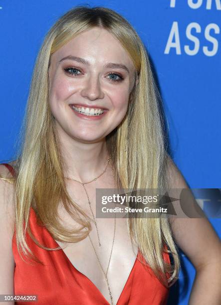 Dakota Fanning arrives at the Hollywood Foreign Press Association's Grants Banquet at The Beverly Hilton Hotel on August 9, 2018 in Beverly Hills,...