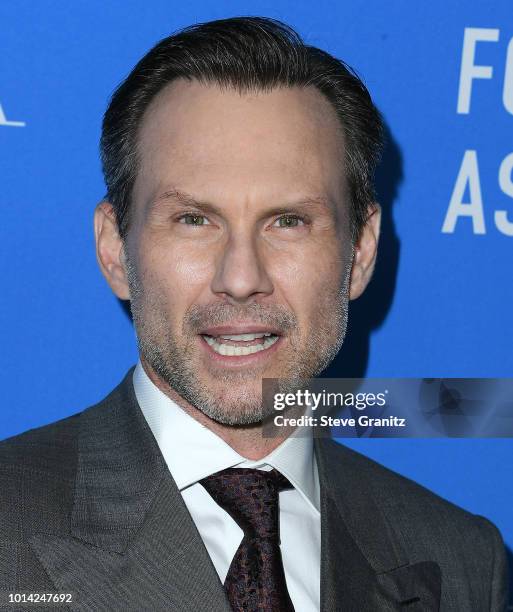 Christian Slater arrives at the Hollywood Foreign Press Association's Grants Banquet at The Beverly Hilton Hotel on August 9, 2018 in Beverly Hills,...