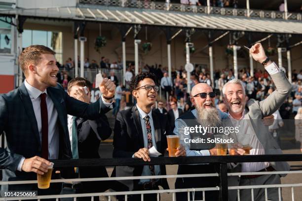 celebrations at the horse racing - horse racecourse stock pictures, royalty-free photos & images