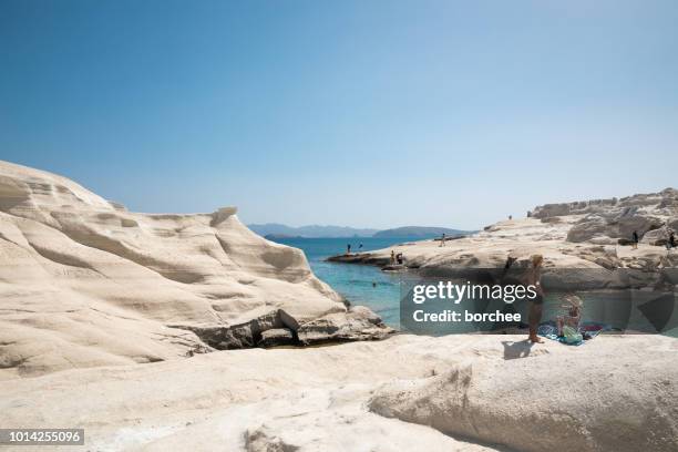 sarakiniko beach in milos - milos stock pictures, royalty-free photos & images