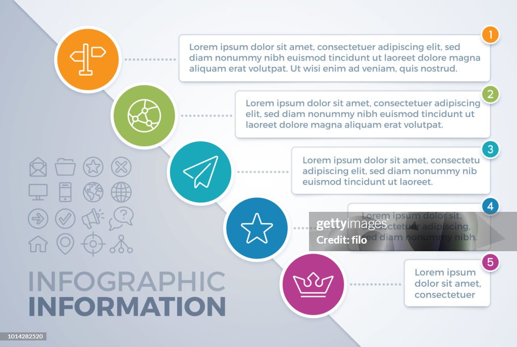 Diagonale vijf Item Infographic