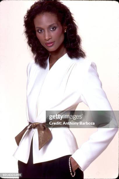 Portrait of American fashion model and actress Beverly Johnson, New York, 1970s.