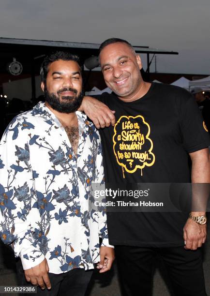 Adrian Dev and Russell Peters attend the Athletes vs Cancer Smoke4aCure Event on August 9, 2018 in Inglewood, California.