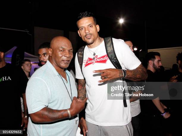 Mike Tyson and Matt Barnes attend the Athletes vs Cancer Smoke4aCure Event on August 9, 2018 in Inglewood, California.