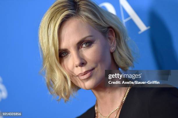 Charlize Theron arrives at the Hollywood Foreign Press Association's Grants Banquet at The Beverly Hilton Hotel on August 9, 2018 in Beverly Hills,...