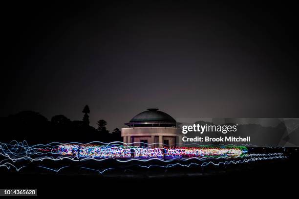 The Valley Of Light Public Art Experience at Centennial Park on August 10, 2018 in Sydney, Australia. Hundreds attended the interactive light...