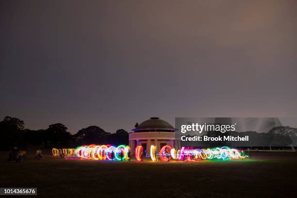 The Valley Of Light Public Art Experience at Centennial Park on August 10, 2018 in Sydney, Australia. Hundreds attended the interactive light...