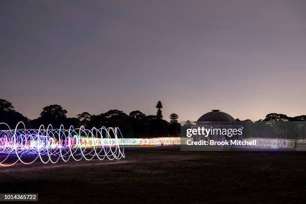 The Valley Of Light Public Art Experience at Centennial Park on August 10, 2018 in Sydney, Australia. Hundreds attended the interactive light...