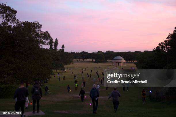 The Valley Of Light Public Art Experience at Centennial Park on August 10, 2018 in Sydney, Australia. Hundreds attended the interactive light...