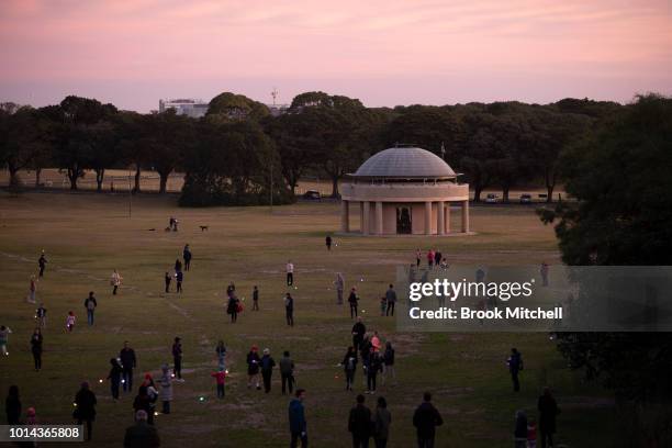 The Valley Of Light Public Art Experience at Centennial Park on August 10, 2018 in Sydney, Australia. Hundreds attended the interactive light...