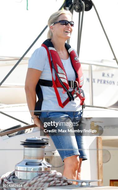 Sophie, Countess of Wessex sailing in the Solent, aboard 'Donald Searle' an Ocean 75ft Ketch Yacht, during an Association of Sail Training...