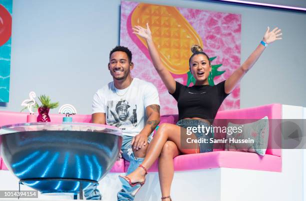 Josh Denzel and Kaz Crossley during the 'Love Island Live' photocall at ICC Auditorium on August 10, 2018 in London, England.