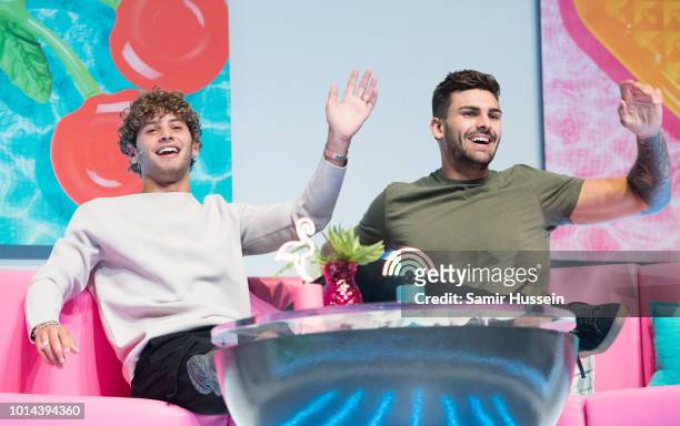 Eyal Booker and Adam Collard during the 'Love Island Live' photocall at ICC Auditorium on August 10, 2018 in London, England.