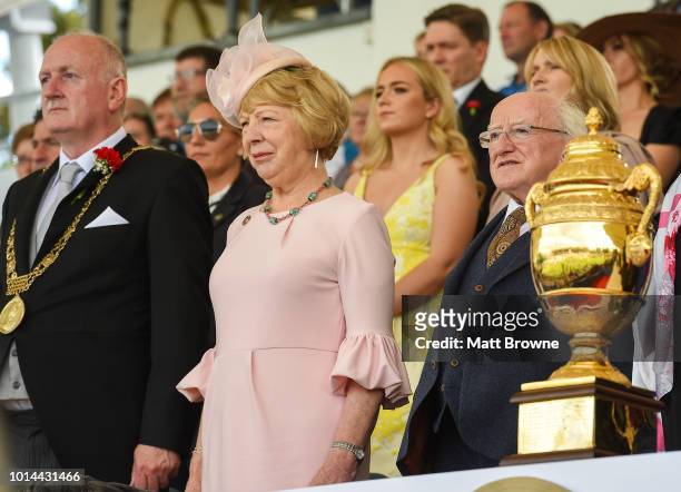 Dublin , Ireland - 10 August 2018; In attendance, from left, Lord Mayor Nial Ring, President Michael D Higgins and his wife Sabina Higgins stand with...