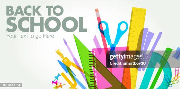 back to school banner - pencil case stock illustrations