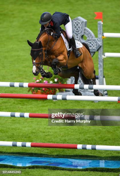 Dublin , Ireland - 10 August 2018; Amanda Derbyshire competing on Roulette BH during the Longines FEI Jumping Nations Cup of Ireland during the...