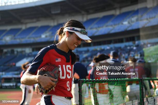 Janette Miiko Reed of United States celebrates after defeating Australia 3-1 in the Playoff Round match between United States and Australia at ZOZO...