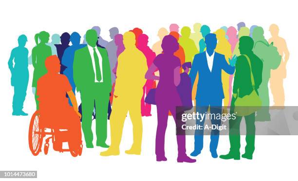 diverse bunte menschenmenge - geschäftsleute gruppe stock-grafiken, -clipart, -cartoons und -symbole