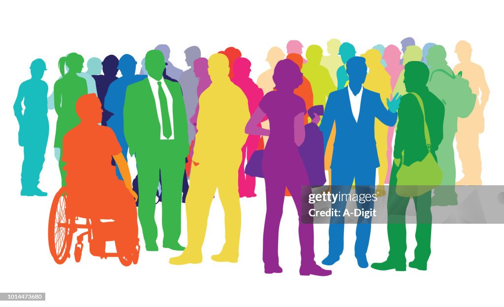 Multidão diversificada de pessoas multicoloridas