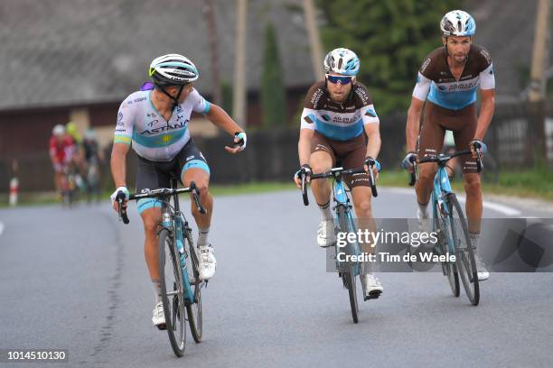 Mikael Cherel of France and Team Ag2R La Mondiale / Alexey Lutsenko of Kazahkstan and Astana Pro Team / Jan Bakelants of Belgium and Team Ag2R La...