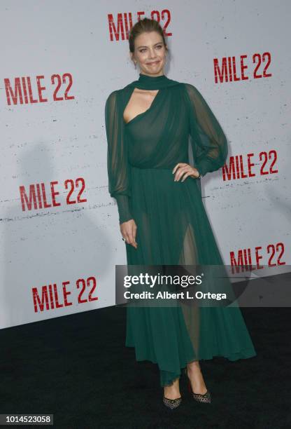 Actress Lauren Cohan arrives for the Premiere Of STX Films' "Mile 22" held at Westwood Village Theatre on August 9, 2018 in Westwood, California.