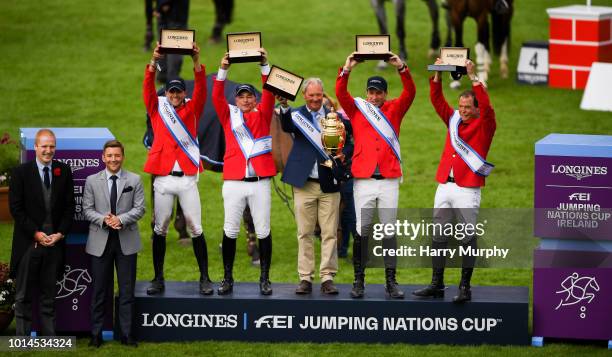 Dublin , Ireland - 10 August 2018; The Mexico team celebrate winning The Aga Khan Cup following the Longines FEI Jumping Nations Cup of Ireland...