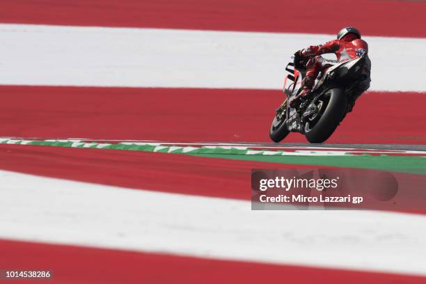 Jorge Lorenzo of Spain and Ducati Team rounds the bend during the MotoGp of Austria - Free Practice at Red Bull Ring on August 10, 2018 in Spielberg,...