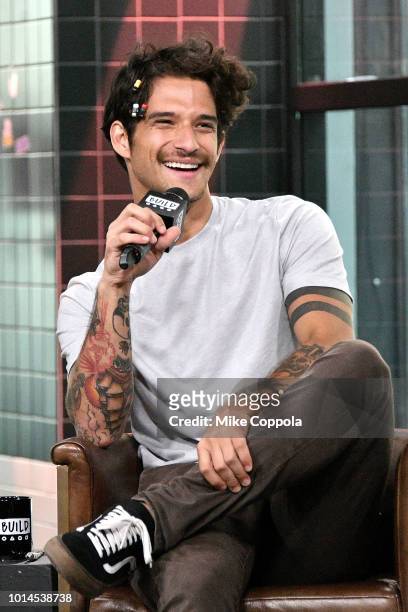 Musician/Actor Tyler Posey of the band PVMNTS visits Build Studio on August 10, 2018 in New York City.