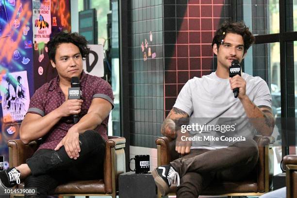 Freddy Ramirez and Tyler Posey of the band PVMNTS visit Build Studio on August 10, 2018 in New York City.