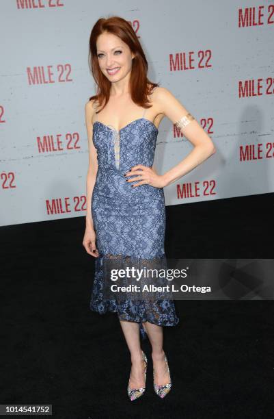 Actress Elizabeth J. Carlisle arrives for the Premiere Of STX Films' "Mile 22" held at Westwood Village Theatre on August 9, 2018 in Westwood,...