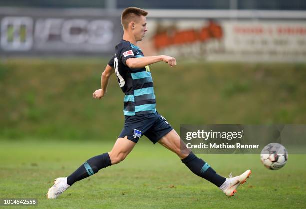 Julius Kade of Hertha BSC during the test test match between Hertha BSC and Aiginiakos FC at the Athletic Area Schladming on august 10, 2018 in...