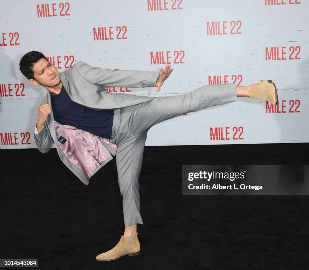 Actor Iko Uwais arrives for the Premiere Of STX Films' "Mile 22" held at Westwood Village Theatre on August 9, 2018 in Westwood, California.