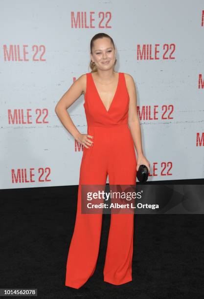 Julia De Mars arrives for the Premiere Of STX Films' "Mile 22" held at Westwood Village Theatre on August 9, 2018 in Westwood, California.