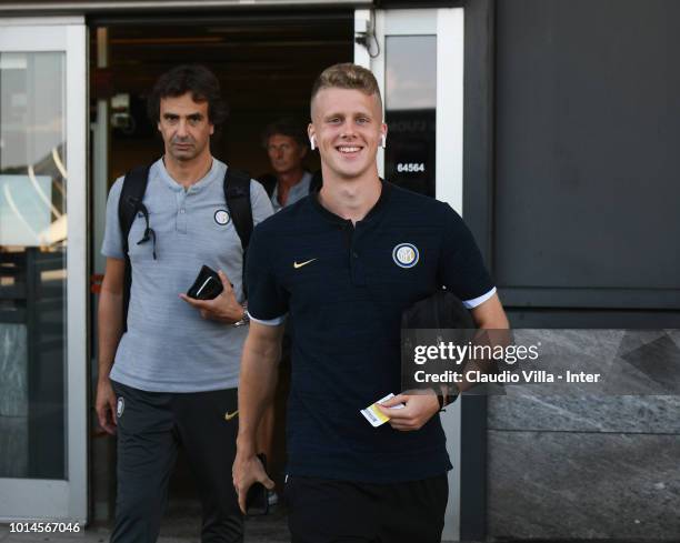 Xian Emmers of FC Internazionale departs from Malpensa Airport on August 10, 2018 in Milan, Italy.