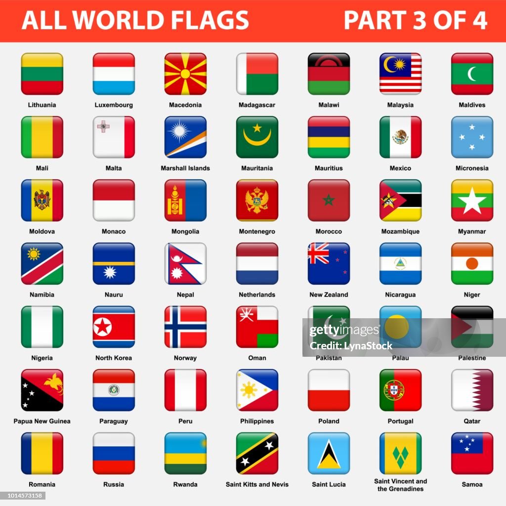 All World Flags In Alphabetical Order Part 3 Of 4 High Res Vector