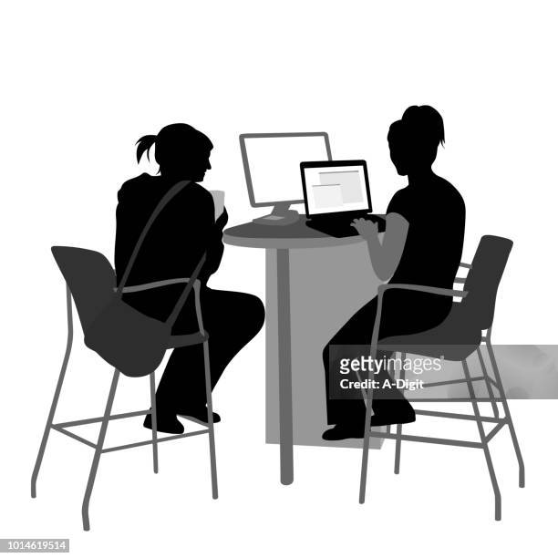 showing a friend computer search - homework stock illustrations