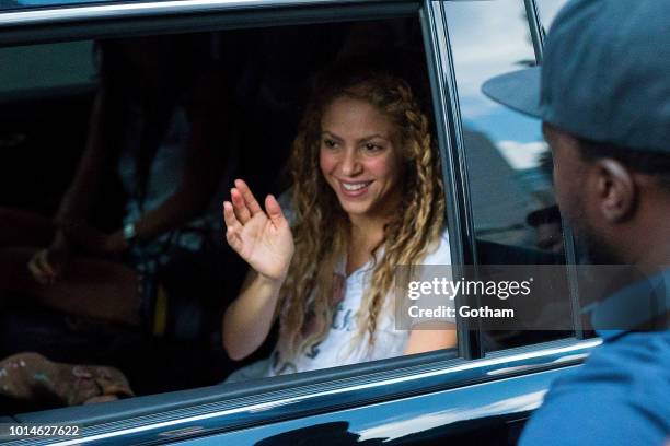 Shakira is seen in Midtown on August 10, 2018 in New York City.