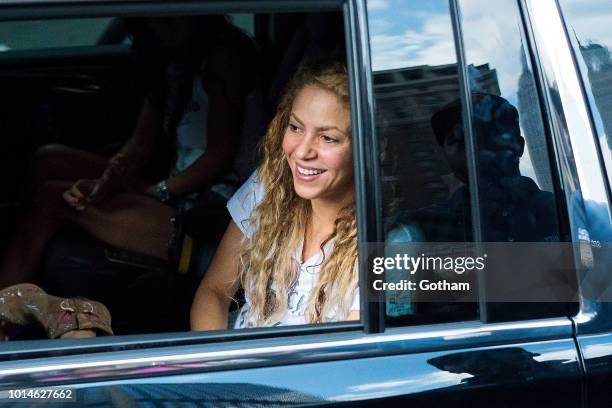Shakira is seen in Midtown on August 10, 2018 in New York City.