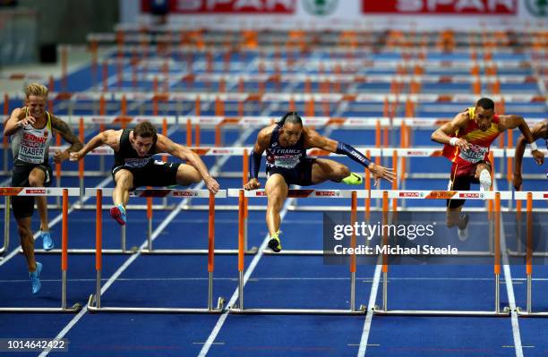 Gregor Traber of Germany, Sergey Shubenkov of Authorised Neutral Athletes, Pascal Martinot-Lagarde of France and Orlando Ortega of Spain compete in...
