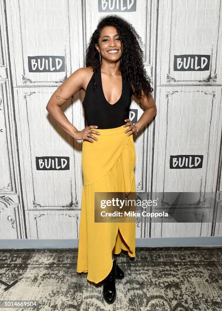 Actress Taylor Iman Jones from the cast of Head Over Heels visits Build Studio on August 10, 2018 in New York City.