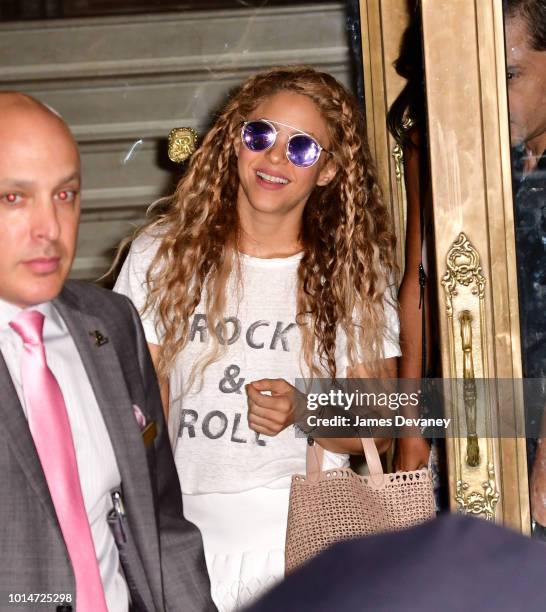 Shakira seen on the streets of Manhattan on August 10, 2018 in New York City.