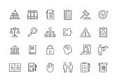 COMPLIANCE AND REGULATIONS LINE ICON SET