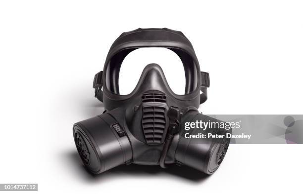 gas mask on white - survival supplies stock pictures, royalty-free photos & images