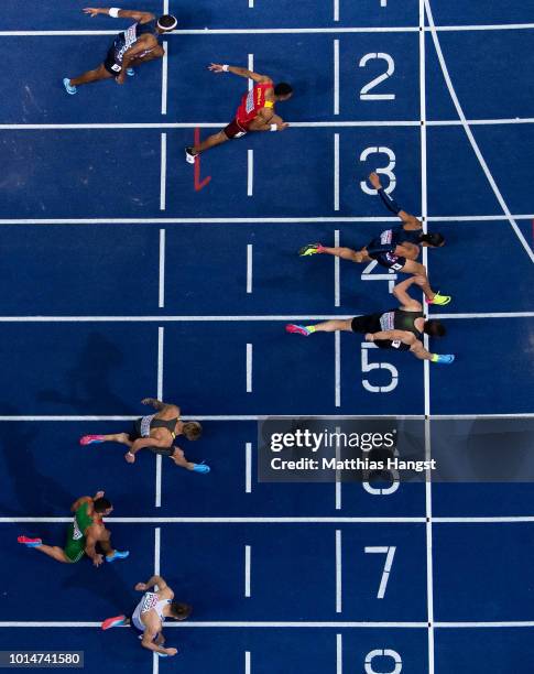 Balazs Baji of Hungary, Gregor Traber of Germany, Sergey Shubenkov of Authorised Neutral Athletes and Pascal Martinot-Lagarde of France compete in...